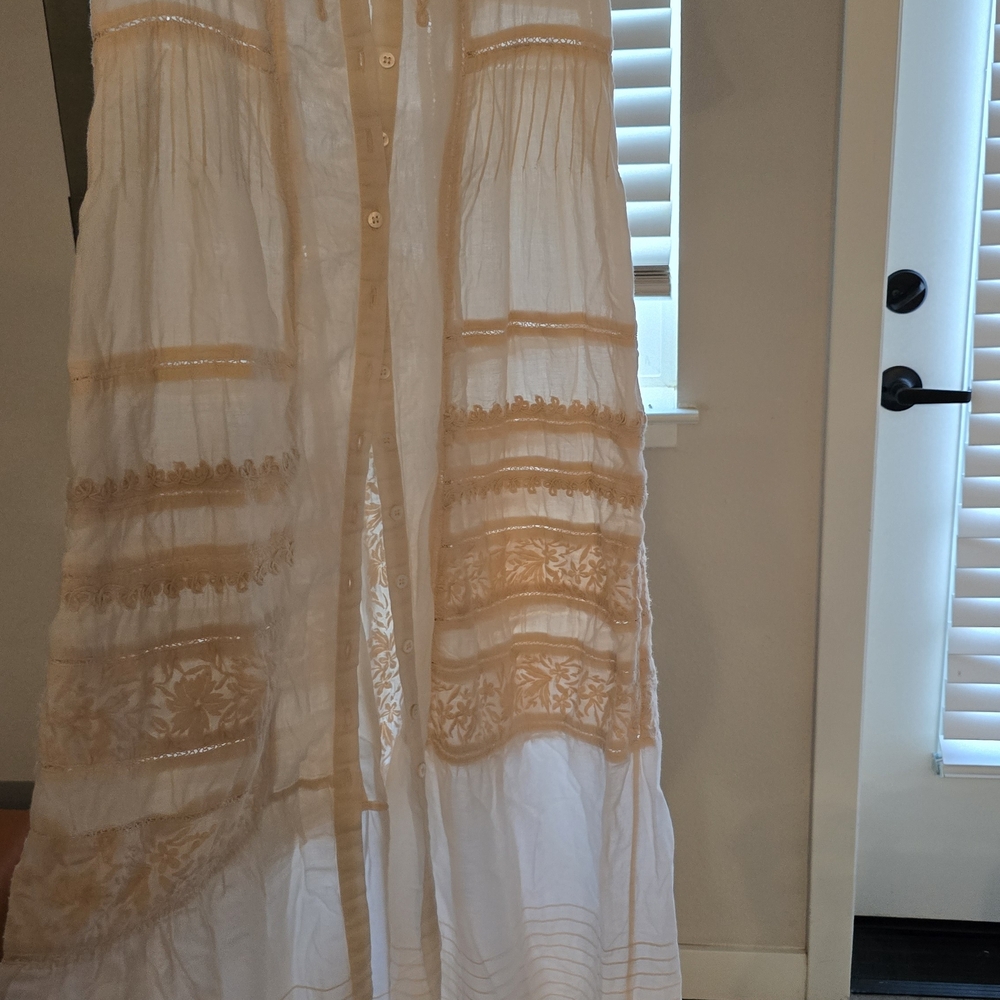 LoveShackFancy Cream Mesh Button-Up - image 2